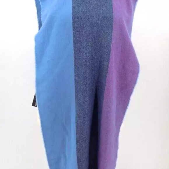 Steve Madden Fringe Scarf Blanket Cozy Purple Blue Colorblock - Picture 4 of 4